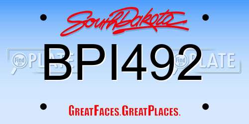 BPI492 South Dakota License Plate