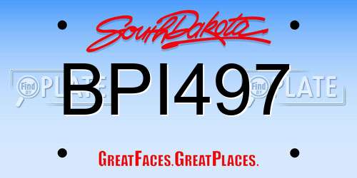 BPI497 South Dakota License Plate