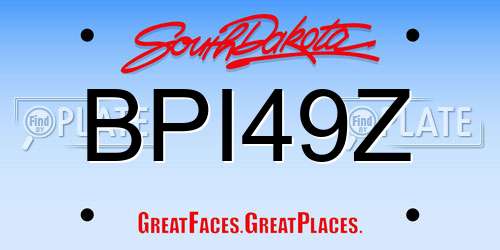 BPI49Z South Dakota License Plate