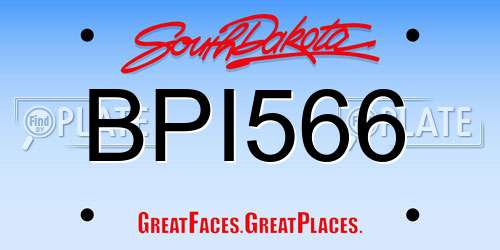 BPI566 South Dakota License Plate