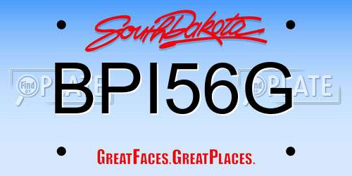 BPI56G South Dakota License Plate