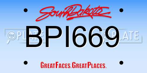 BPI669 South Dakota License Plate