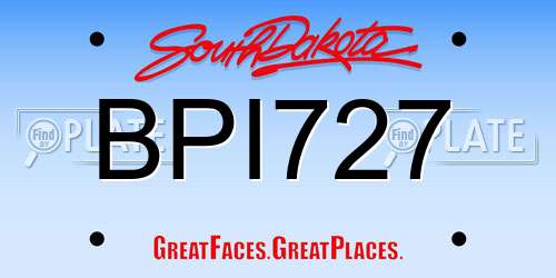 BPI727 South Dakota License Plate