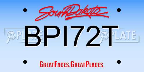 BPI72T South Dakota License Plate