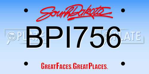 BPI756 South Dakota License Plate
