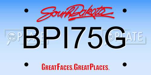 BPI75G South Dakota License Plate