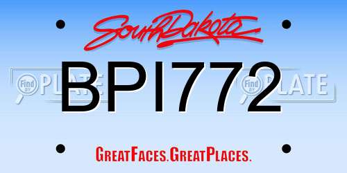 BPI772 South Dakota License Plate