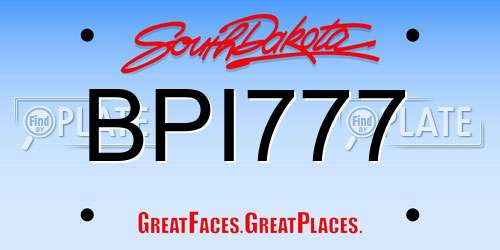 BPI777 South Dakota License Plate