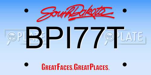 BPI77T South Dakota License Plate