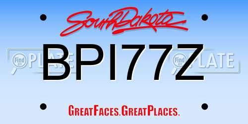BPI77Z South Dakota License Plate