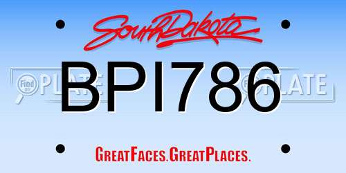 BPI786 South Dakota License Plate
