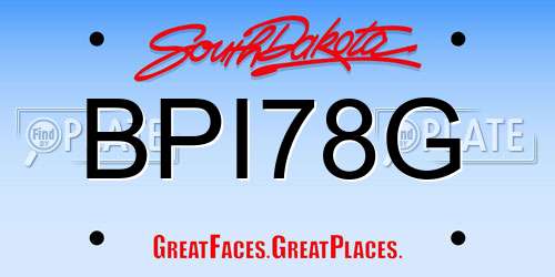 BPI78G South Dakota License Plate
