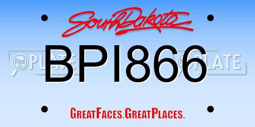 BPI866 South Dakota License Plate