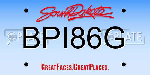 BPI86G South Dakota License Plate