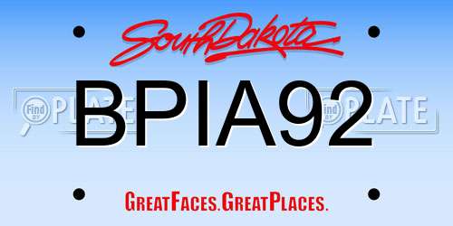BPIA92 South Dakota License Plate
