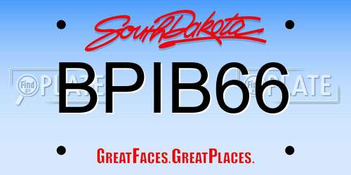 BPIB66 South Dakota License Plate