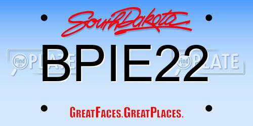 BPIE22 South Dakota License Plate