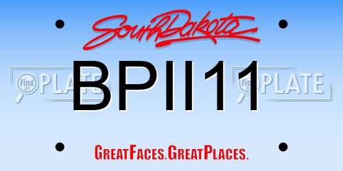 BPII11 South Dakota License Plate