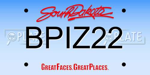 BPIZ22 South Dakota License Plate