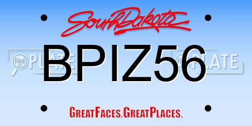 BPIZ56 South Dakota License Plate