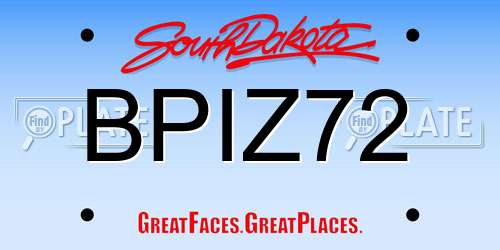 BPIZ72 South Dakota License Plate