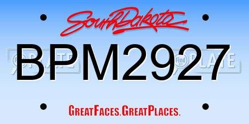 BPM2927 South Dakota License Plate