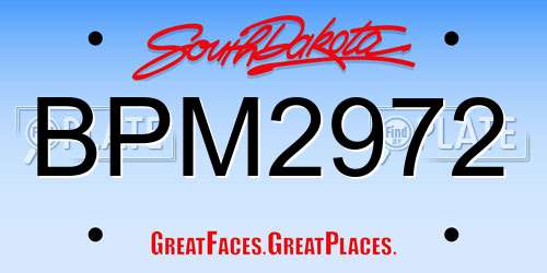 BPM2972 South Dakota License Plate