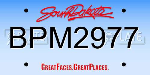 BPM2977 South Dakota License Plate