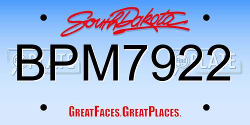 BPM7922 South Dakota License Plate