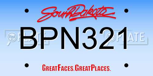 BPN321 South Dakota License Plate