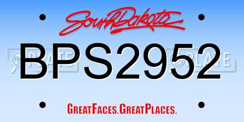 BPS2952 South Dakota License Plate