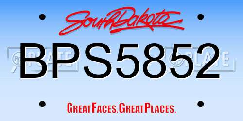 BPS5852 South Dakota License Plate