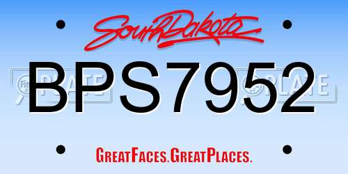 BPS7952 South Dakota License Plate
