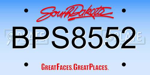 BPS8552 South Dakota License Plate