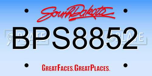 BPS8852 South Dakota License Plate