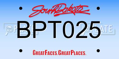 BPT025 South Dakota License Plate