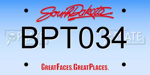 BPT034 South Dakota License Plate
