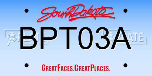 BPT03A South Dakota License Plate