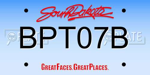 BPT07B South Dakota License Plate