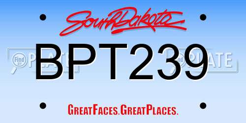 BPT239 South Dakota License Plate