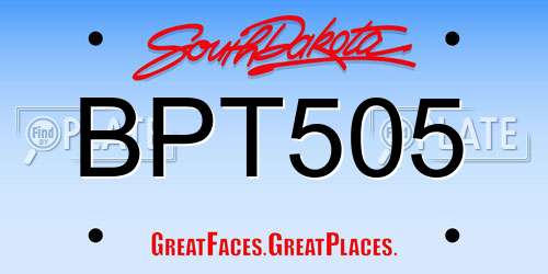 BPT505 South Dakota License Plate