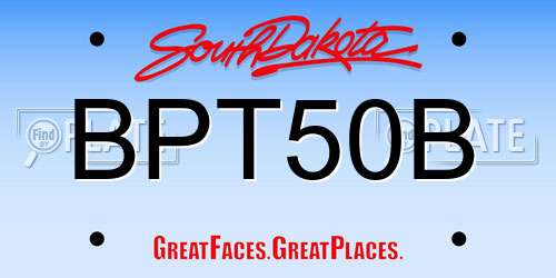 BPT50B South Dakota License Plate