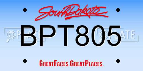 BPT805 South Dakota License Plate
