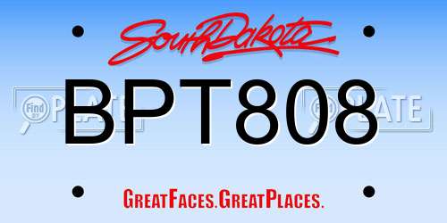 BPT808 South Dakota License Plate