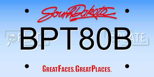 BPT80B South Dakota License Plate