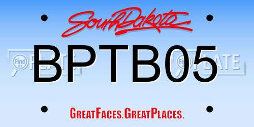 BPTB05 South Dakota License Plate