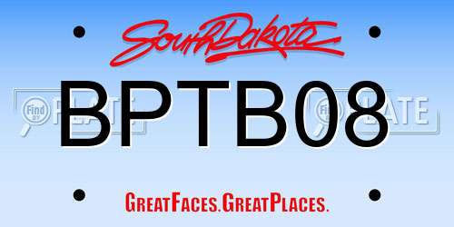 BPTB08 South Dakota License Plate