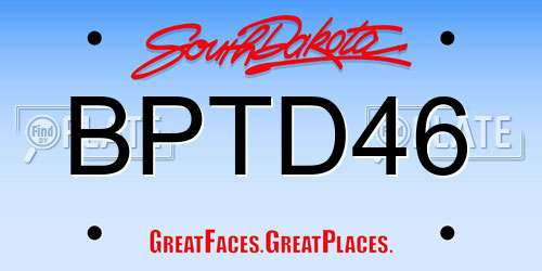 BPTD46 South Dakota License Plate