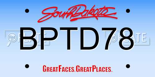 BPTD78 South Dakota License Plate