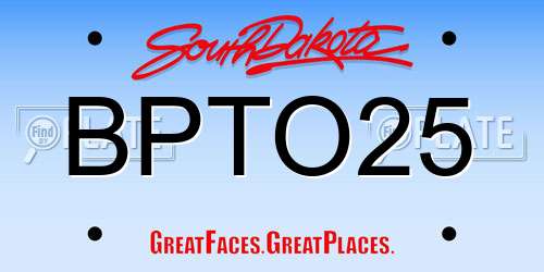 BPTO25 South Dakota License Plate